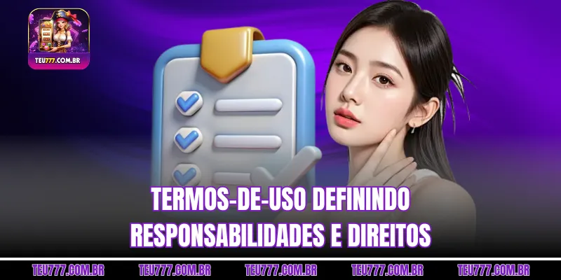 Termos de uso definindo responsabilidades e direitos